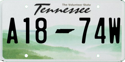 TN license plate A1874W