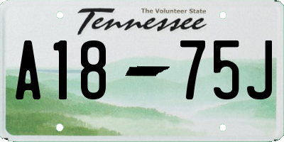 TN license plate A1875J