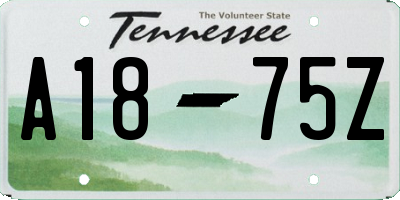 TN license plate A1875Z