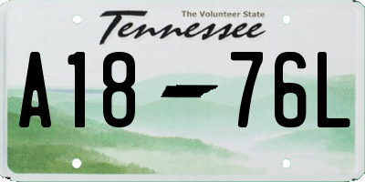 TN license plate A1876L