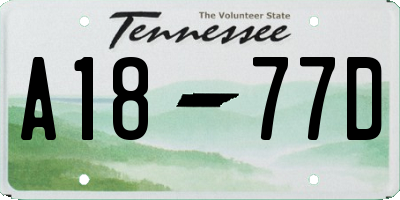 TN license plate A1877D