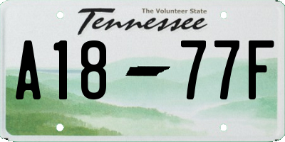 TN license plate A1877F