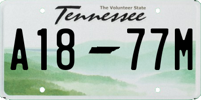 TN license plate A1877M