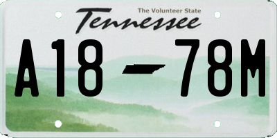 TN license plate A1878M