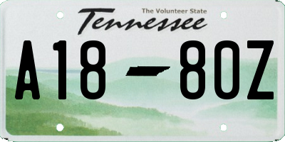 TN license plate A1880Z