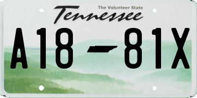 TN license plate A1881X