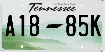 TN license plate A1885K
