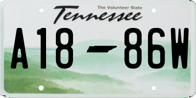 TN license plate A1886W