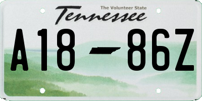 TN license plate A1886Z