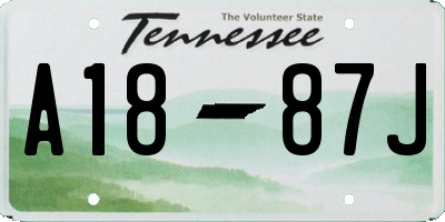 TN license plate A1887J