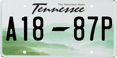 TN license plate A1887P