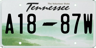TN license plate A1887W
