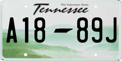 TN license plate A1889J