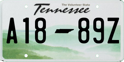 TN license plate A1889Z