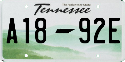 TN license plate A1892E