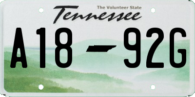 TN license plate A1892G