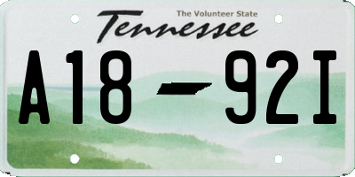 TN license plate A1892I