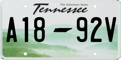TN license plate A1892V