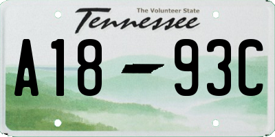 TN license plate A1893C