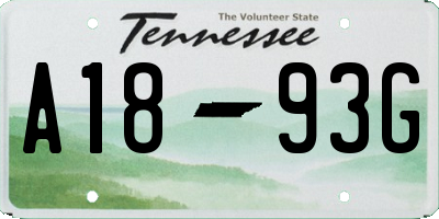 TN license plate A1893G