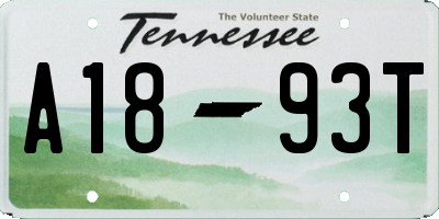 TN license plate A1893T