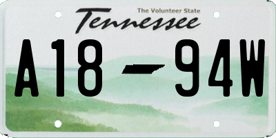 TN license plate A1894W