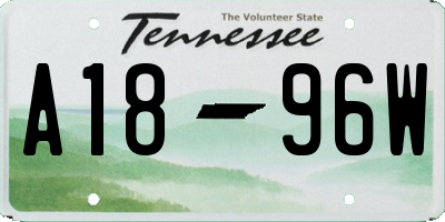 TN license plate A1896W