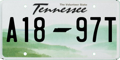 TN license plate A1897T