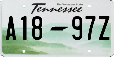 TN license plate A1897Z