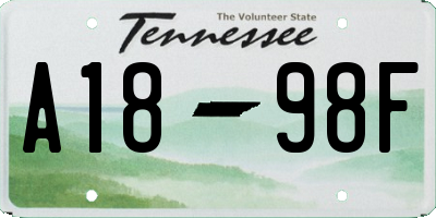 TN license plate A1898F