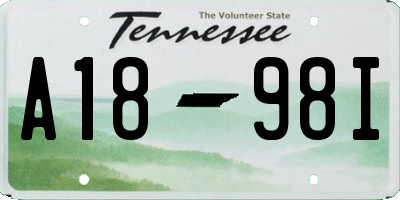 TN license plate A1898I