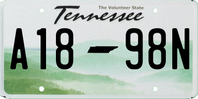 TN license plate A1898N
