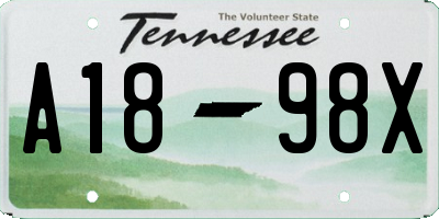 TN license plate A1898X