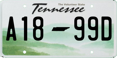 TN license plate A1899D