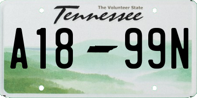 TN license plate A1899N