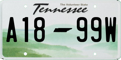 TN license plate A1899W