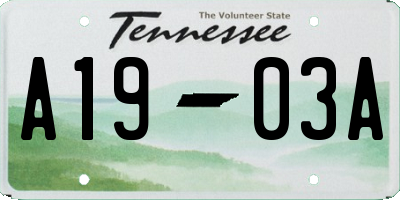 TN license plate A1903A