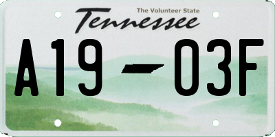 TN license plate A1903F
