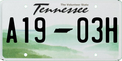 TN license plate A1903H