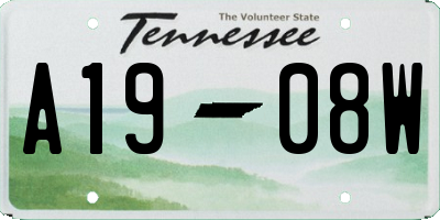 TN license plate A1908W