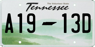 TN license plate A1913D