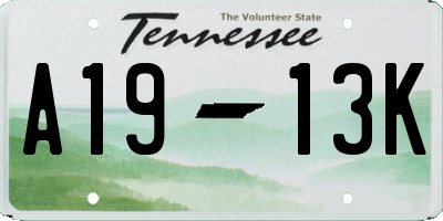 TN license plate A1913K