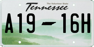 TN license plate A1916H