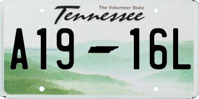 TN license plate A1916L