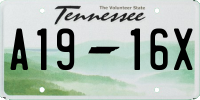 TN license plate A1916X