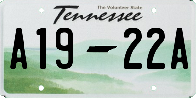 TN license plate A1922A