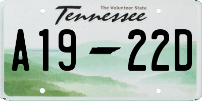 TN license plate A1922D