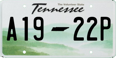 TN license plate A1922P