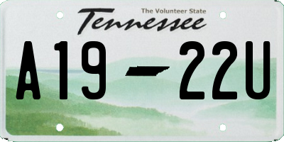 TN license plate A1922U