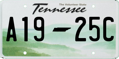 TN license plate A1925C